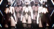 Rule 34 | 3d, 3d ikeda, 6+girls, android, animated, ass, blindfold, bouncing breasts, breasts, female focus, hairband, huge ass, large breasts, lingerie, multiple girls, multiple persona, nier (series), nier:automata, short hair, silver hair, thick thighs, thighhighs, thighs, underwear, video, walking, 2b (nier:automata)