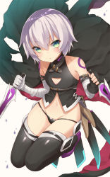 Rule 34 | 1girl, bad id, bad pixiv id, black panties, black thighhighs, boots, cloak, dagger, dual wielding, facial scar, fate/apocrypha, fate (series), green eyes, highres, holding, holding weapon, jack the ripper (fate/apocrypha), knife, navel, panties, scar, scar across eye, scar on cheek, scar on face, solo, thigh boots, thighhighs, thighs, underwear, weapon, yuzu-aki