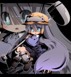 blue_eyes blush chibi child hair_tubes hammer hat letterboxed long_hair mori_no_kaeru original purple_hair solo very_long_hair