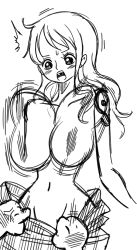 Rule 34 | 1girl, bouncing breasts, breasts, cleavage, large breasts, long hair, nami (one piece), one piece, smile