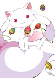 Rule 34 | 10s, :3, creature, kyubey, large tail, mahou shoujo madoka magica, mahou shoujo madoka magica (anime), mzh, no humans, red eyes, solo, soul gem, tail
