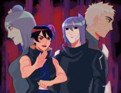 Rule 34 | 2boys, 2girls, blue hair, father and daughter, father and son, flower, hair bun, hair flower, hair ornament, hetero, high collar, highres, if they mated, konan (naruto), labret piercing, moonamayillu, mother and daughter, mother and son, multiple boys, multiple girls, naruto (series), naruto shippuuden, paper, red eyes, red lips, scar, scar on face, sharingan, short hair, smile, spiked hair, uchiha obito, white hair