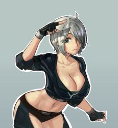 Rule 34 | 1girl, angel (kof), blue eyes, breasts, cleavage, large breasts, midriff, navel, snk, tagme, the king of fighters