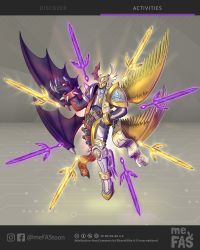 Rule 34 | armor, belt, digimon, digimon (creature), full armor, highres, holy ring, jewelry, original, ring, solo, wings