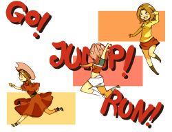 Rule 34 | blush, brown eyes, brown hair, digimon, jumping, running, smile, tachikawa mimi