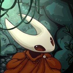 Rule 34 | 1other, cloak, highres, hollow knight, hornet (hollow knight), horns, red cloak, red eyes, solo, xylo-art