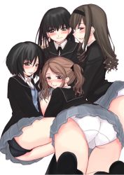 Rule 34 | 4girls, amagami, ass, ayatsuji tsukasa, blush, garyou, morishima haruka, multiple girls, nakata sae, nanasaki ai, panties, school uniform, smile, tongue, underwear
