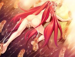 Rule 34 | 1girl, artist request, ass, backboob, barefoot, breasts, censored, character request, climbing, copyright request, cum, cum on hair, ejaculation, facial, fate (series), feet, footjob, gate of babylon (fate), handjob, happoubi jin, long hair, multiple penises, nipples, nude, parody, penis, projectile cum, pussy juice, red hair, solo, what