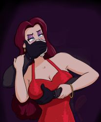 Rule 34 | 1girl, arm grab, bangle, bare arms, bare shoulders, belt, black belt, black gloves, black shirt, blue eyes, blue pants, blush, bracelet, breasts, brown hair, chloroform, cleavage, collarbone, covering another&#039;s mouth, donkey kong (1981 game), donkey kong (series), dress, earrings, eyelashes, eyeshadow, faceless, faceless male, gloves, gold bracelet, gold earrings, grabbing, grabbing another&#039;s breast, grabbing from behind, grin, half-closed eyes, hand over another&#039;s mouth, hand up, handkerchief, harrace-harrison, jewelry, kidnapping, large breasts, long hair, long sleeves, makeup, mario (series), nintendo, pants, pauline (mario), purple background, purple eyeshadow, red dress, rope, shirt, sleeveless, sleeveless dress, smile, solo focus, struggling, thick eyebrows, upper body