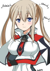 Rule 34 | 1girl, black gloves, blonde hair, blue eyes, capelet, gloves, graf zeppelin (kancolle), hair between eyes, hinase (jet hearts), kantai collection, long hair, long sleeves, military, military uniform, no headwear, no headwear, sidelocks, simple background, smile, solo, twintails, uniform, white background