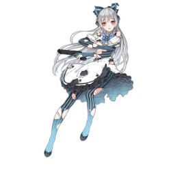 Rule 34 | 1girl, arm across chest, black bow, blue bow, blue footwear, blue pantyhose, blue stripes, blush, bow, breasts, brooch, burnt clothes, buttons, dress, elbow gloves, eyelashes, footwear bow, frilled dress, frills, full body, girls&#039; frontline, gloves, gradient legwear, gun, haijin, hair bow, handgun, holding, holding gun, holding weapon, jewelry, juliet sleeves, knees, long hair, long sleeves, looking at viewer, multicolored clothes, multicolored legwear, official art, open mouth, pantyhose, partially fingerless gloves, pistol, puffy sleeves, red eyes, shoes, short sleeves, silver hair, small breasts, solo, striped bow, striped clothes, striped gloves, striped pantyhose, tokarev (girls&#039; frontline), tokarev tt-33, torn bow, torn clothes, torn dress, torn gloves, torn pantyhose, transparent background, trigger discipline, vertical-striped clothes, vertical-striped gloves, vertical-striped pantyhose, very long hair, weapon, white dress