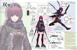 Rule 34 | 1girl, absurdres, alternate costume, amage kanade, black thighhighs, breasts, closed mouth, covered navel, fingerless gloves, gloves, gun, highres, looking at viewer, nel zelpher, red hair, scarf, short hair, solo, star ocean, star ocean anamnesis, star ocean till the end of time, sword, tattoo, thighhighs, weapon
