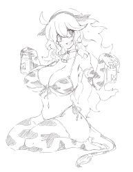 Rule 34 | 1girl, :d, @ @, ahoge, alternate costume, animal ears, animal print, bell, bikini, blush, boots, bottle, breasts, choker, cleavage, collar, cow ears, cow girl, cow horns, cow print, cow tail, cowbell, creatures (company), elbow gloves, fake animal ears, fake tail, front-tie bikini top, front-tie top, full body, game freak, gloves, greyscale, hair between eyes, hairband, halterneck, hex maniac (pokemon), high heels, highres, holding, holding bottle, horns, huge breasts, kneeling, large breasts, long hair, looking at viewer, milk, milk bottle, monochrome, monyomoke, moomoo milk, navel, neck bell, nintendo, open mouth, parted lips, pokemon, pokemon xy, print bikini, print thighhighs, seiza, side-tie bikini bottom, sidelocks, simple background, sitting, sketch, smile, solo, stomach, string bikini, swimsuit, tail, thick thighs, thigh boots, thighhighs, thighs, thong, thong bikini, very long hair, wavy hair, white background, wide hips
