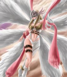 Rule 34 | absurdres, angel, angewomon, belt, covered eyes, digimon, highres, mask, wings