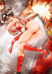 Rule 34 | 1boy, 1girl, absurdres, ass, breasts, fatal fury, highres, large breasts, long hair, ponytail, shiranui mai
