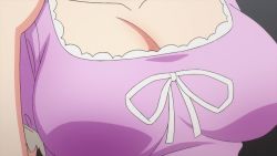 Rule 34 | 1girl, animated, animated gif, anime screenshot, bokutachi wa benkyou ga dekinai, bouncing breasts, breasts, cleavage, close-up, collarbone, large breasts, ogata rizu, screencap, solo