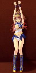 Rule 34 | 1girl, arle nadja, bdsm, bondage, boots, bound, breasts, forced, full body, madou monogatari, medium breasts, nipples, one eye closed, open mouth, puyopuyo, solo, torn clothes