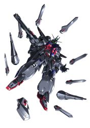 Rule 34 | beam rifle, commentary request, energy gun, from below, full body, funnels (gundam), glowing, glowing eyes, green eyes, gundam, gundam seed, gundam seed destiny, highres, legend gundam, looking at viewer, mecha, no humans, paintedmike, robot, weapon, white background