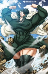Rule 34 | 1girl, extreme muscles, fubuki (one-punch man), green eyes, green hair, highres, one-punch man, tagme