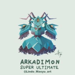Rule 34 | arkadimon super ultimate, armor, digimon, digimon (creature), full body, highres, simple background, solo, tentacles, yellow eyes