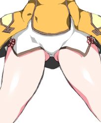 Rule 34 | 1girl, aquaplus, ass, atuy, dress, head out of frame, highres, legs, lower body, ohako, panties, shiny skin, short shorts, shorts, solo, spread legs, standing, thick thighs, thigh focus, thigh gap, thighhighs, thighs, underwear, utawarerumono, utawarerumono: itsuwari no kamen, view between legs