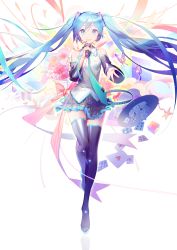Rule 34 | 1girl, :d, absurdres, aqua eyes, aqua hair, aqua necktie, black thighhighs, boots, bouquet, bug, butterfly, cake, card, club (shape), detached sleeves, diamond (shape), flower, food, frilled shirt, frills, full body, hair ornament, hat, hatsune miku, headset, heart, highres, holding, holding microphone, insect, long hair, looking at viewer, md5 mismatch, microphone, necktie, open mouth, outstretched arm, playing card, pleated skirt, resolution mismatch, round teeth, shirt, skirt, smile, solo, source smaller, spade (shape), standing, standing on one leg, star (symbol), teeth, thigh boots, thighhighs, top hat, twintails, very long hair, vocaloid, wing collar, yyb
