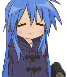 Rule 34 | 00s, 1girl, closed eyes, female focus, highres, izumi konata, lucky star, mole, solo, standing, tagme, transparent background, upper body, vector trace