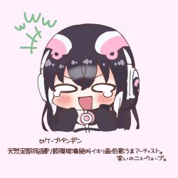 Rule 34 | 1girl, african penguin (kemono friends), cthun n, elbow gloves, gloves, kemono friends, kemono friends v project, long hair, microphone, penguin girl, pink background, simple background, solo, straight hair, virtual youtuber