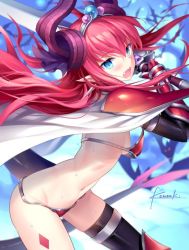 Rule 34 | 10s, 1girl, armor, artist name, asymmetrical legwear, bat (animal), bikini armor, blue eyes, blush, breasts, cape, dragon horns, dragon tail, elizabeth bathory (brave) (fate), elizabeth bathory (fate), eyebrows, fangs, fate/extra, fate/extra ccc, fate/grand order, fate (series), from side, gauntlets, gem, gloves, hair between eyes, holding, holding sword, holding weapon, horns, kousaki rui, long hair, looking at viewer, loose bikini, navel, open mouth, oversized breast cup, oversized clothes, pauldrons, pink hair, pointy ears, red armor, shoulder armor, sideboob, signature, single thighhigh, small breasts, solo, sweat, sword, tail, thighhighs, tiara, uneven legwear, weapon