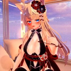 Rule 34 | 1girl, 3d, animated, blonde hair, blue eyes, bouncing breasts, breasts, large breasts, long hair, solo, tagme, thighs, video, vrchat