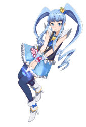Rule 34 | 10s, 1girl, blue eyes, blue hair, blue skirt, blue thighhighs, brooch, crown, cure princess, happinesscharge precure!, heart, heart brooch, jewelry, long hair, looking at viewer, magical girl, matching hair/eyes, mutsumura ryuuichi, precure, shirayuki hime, simple background, skirt, smile, solo, thighhighs, twintails, white background