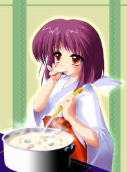 Rule 34 | 1girl, cooking, hakama, hakama skirt, japanese clothes, miko, red hakama, skirt, solo