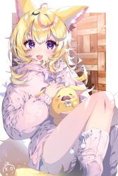 Rule 34 | 1girl, absurdres, alternate costume, alternate hairstyle, animal ear fluff, animal ears, black hair, blonde hair, blush, check commentary, commentary request, feet out of frame, fox ears, fox girl, fox tail, headpat, heart, heart-shaped pupils, highres, hololive, hood, hood down, hoodie, kio is here, knees up, long hair, long sleeves, looking at viewer, loose socks, multicolored hair, omaru polka, open mouth, pink hair, pink hoodie, pink socks, purple eyes, sitting, smile, socks, solo, streaked hair, symbol-shaped pupils, tail, virtual youtuber, zain (omaru polka)