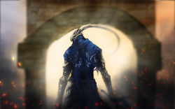 Rule 34 | 1boy, armor, artorias the abysswalker, back, cape, dark souls (series), dark souls i, from software, full armor, helmet, highres, knight, knight gawain, looking back, male focus, nine-bullet-revolver, solo, sword, torn cape, torn clothes, weapon