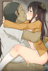 Rule 34 | 1boy, 1girl, age difference, clothed sex, cum, cum in pussy, empty eyes, french kiss, half-closed eyes, hand on another&#039;s head, hetero, idolmaster, idolmaster cinderella girls, kiss, long hair, mingaru, older man and younger girl, open mouth, cum overflow, saliva, sex, shimamura uzuki, tears, tongue, tongue out, ugly man