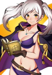 Rule 34 | 1girl, absurdres, bikini, blush, book, breasts, brenguyeno, cleavage, fire emblem, fire emblem awakening, fire emblem heroes, highres, looking at viewer, medium breasts, nintendo, robin (female) (fire emblem), robin (fire emblem), smile, solo, swimsuit, white hair, yellow eyes