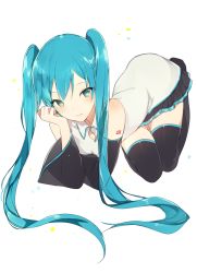 Rule 34 | 1girl, :d, all fours, aqua necktie, bad id, bad tumblr id, bare shoulders, black footwear, black skirt, black thighhighs, blue eyes, blue hair, blush, boots, detached sleeves, full body, grey shirt, hatsune miku, light smile, long hair, long sleeves, looking at viewer, lpip, matching hair/eyes, necktie, open mouth, parted lips, pleated skirt, shirt, simple background, skirt, sleeveless, sleeveless shirt, smile, solo, tattoo, thigh boots, thighhighs, twintails, very long hair, vocaloid, white background, wide sleeves, x-ray, zettai ryouiki