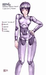 Rule 34 | 1girl, android, black eyes, black hair, blush, hand on own hip, hip focus, hrp-4c, joints, kotatsu-spirit, original, real life, robot joints, short hair, signature, simple background, sketch, smile, solo, white background, wide hips