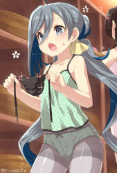 Rule 34 | 10s, 2girls, ?, bare shoulders, bathhouse, black panties, blue eyes, bow, bow panties, camisole, changing room, clothes theft, cowboy shot, crotch seam, green panties, grey hair, greyscale, hair between eyes, holding, holding clothes, holding panties, holding underwear, indoors, kantai collection, kiyoshimo (kancolle), long hair, looking down, low twintails, monochrome, multiple girls, open mouth, panties, unworn panties, panties under pantyhose, pantyhose, polka dot, polka dot panties, revision, shelf, side-tie panties, spoken question mark, theft, thighband pantyhose, tongue, torimaru, twintails, twitter username, underwear, underwear theft, untied panties, very long hair, yamato (kancolle)