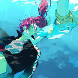 Rule 34 | 10s, 1boy, 1girl, brother and sister, closed eyes, free!, freediving, hetero, incest, kiss, matsuoka gou, matsuoka rin, red hair, shorts, siblings, underwater