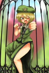 Rule 34 | 1girl, blonde hair, china dress, chinese clothes, cosplay, dress, face, female focus, foreshortening, harusame (unmei no ikasumi), hat, hong meiling, hong meiling (cosplay), legs, lunasa prismriver, solo, touhou