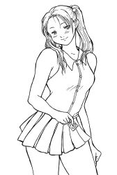 Rule 34 | condom, highres, lineart, monochrome, sketch, skirt, smile, twintails