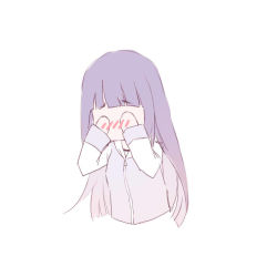 Rule 34 | 1girl, blush, covering own eyes, female focus, hyuuga hinata, littlebutsmall, long hair, naruto, naruto (series), purple hair, simple background, solo, white background