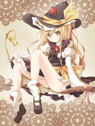 Rule 34 | 1girl, amane (pixiv393859), bad id, bad pixiv id, blonde hair, braid, broom, female focus, full body, hat, inactive account, kirisame marisa, long hair, ribbon, skirt, solo, star (symbol), touhou, wand, witch, witch hat, yellow eyes