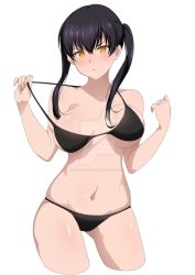 Rule 34 | 1girl, adjusting bra, adjusting clothes, angry, armpits, artist request, bare shoulders, barefoot, black bra, black hair, black panties, blush, bouncing breasts, bra, breasts, cleavage, cleft of venus, clenched hands, closed mouth, collarbone, deviantart logo, embarrassed, en&#039;en no shouboutai, eyelashes, facing viewer, feet, female focus, fingernails, hands up, large breasts, legs, looking at viewer, midriff, navel, neck, outstretched arms, panties, shiny skin, sidelocks, slit pupils, solo, spread arms, spread legs, standing, tamaki kotatsu, thighs, toes, transparent background, tsundere, twintails, underboob, underwear, underwear only, v-shaped eyebrows, yellow eyes