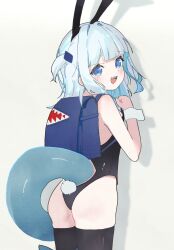 backpack bag fins fish_tail gawr_gura highres leotard playboy_bunny rabbit_ears rabbit_tail randoseru shark_tail tail twintails waterjetoctopus