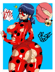 Rule 34 | 1boy, 1girl, absurdres, ahoge, alternate ass size, anal, artist name, ass, blonde hair, blood, blue background, blue eyes, blue hair, blush, bodysuit, border, breasts, bug, chat noir, cleft of venus, cowboy shot, cross-section, earrings, english text, erection, grin, hetero, highres, huge ass, insect, jewelry, ladybug, marinette dupain-cheng, mask, medium breasts, miraculous ladybug, nosebleed, oroz kun, penis, purple hair, pussy, shaded face, short twintails, simple background, smile, speech bubble, stud earrings, torn bodysuit, torn clothes, twintails, veins, veiny penis, white border