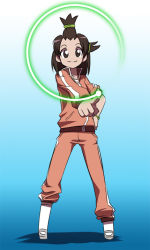 Rule 34 | 10s, 1girl, brown hair, circle, jersey, kyouno madoka, rinne no lagrange, sleeves rolled up, solo, speed lines, track suit, yabe makoto