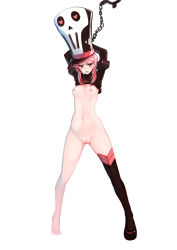 Rule 34 | 10s, 1girl, absurdres, arms up, bad id, bad pixiv id, bdsm, blush, bondage, boots, bottomless, bound, breasts, chain, clitoral hood, clitoris, clothes lift, female focus, hat, highres, jakuzure nonon, kill la kill, looking at viewer, mayo-rang, navel, nipples, open mouth, pink hair, prisoner, pussy, shako cap, shirt lift, shoes, single shoe, single thighhigh, small breasts, solo, jakuzure nonon (symphony regalia), tears, thigh boots, thighhighs, uncensored