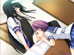 Rule 34 | 2girls, blush, censored, cunnilingus, hand on another&#039;s head, licking, moaning, multiple girls, oral, pussy, pussy juice, school uniform, sweat, yuri